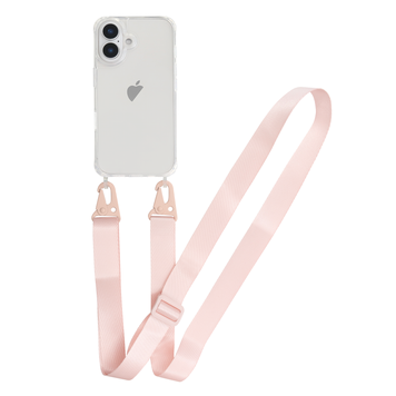 Прозрачный чехол для iPhone 17 c ремешком Clear Crossbody Pink Sand