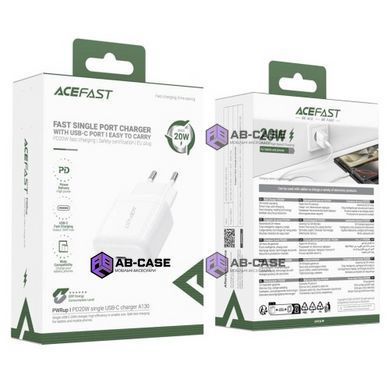 Зарядное устройство 20W (1 Type-C) ACEFAST A130 PD+QC3.0 (White)