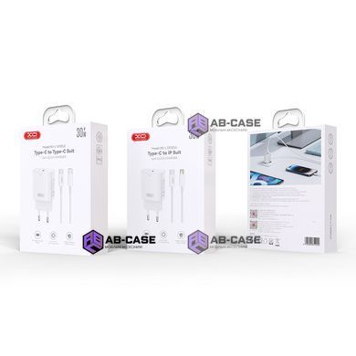 Комплект швидкої зарядки 30W (1 Type-C) XO L131 PD з кабелем Type-C - Lightning (White)