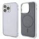 Чехол для iPhone 14 Pro Metal Bumpers PU Leather Case with MagSafe - Gray 1