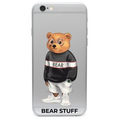Чохол прозорий Print Bear Stuff на iPhone 6 Plus/6s Plus Мишка в кофте