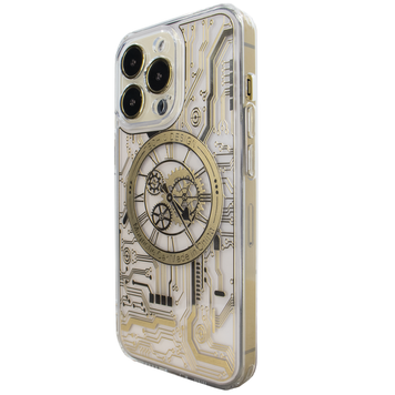 Чехол Clock with MagSafe для iPhone 13 Pro Max прозрачный Gold