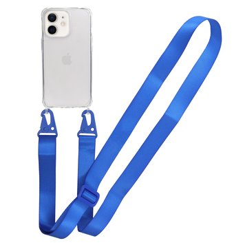 Чохол для iPhone 12 mini : з ремінцем прозорий Crossbody &ndash; Blue