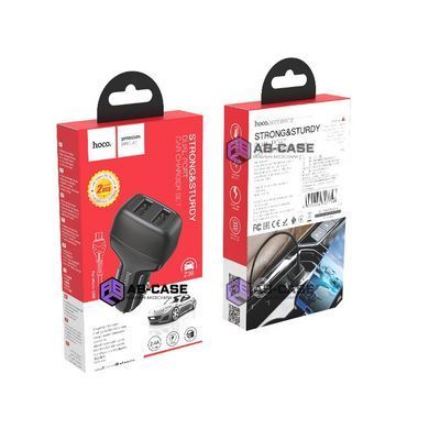 Автомобільна зарядка 12W Hoco Z36 Leader (2.4A, 2 USB) + Кабель Micro &ndash; Чорний