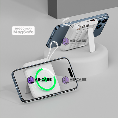 Беспроводной магнитный павербанк 10000 mAh Magnetic Q12 with 3 Cabels для iPhone MagSafe White