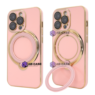 Чохол для iPhone 15 Pro Max Holder Glitter Shining Сase with MagSafe з підставкою та захисними лінзами на камеру Pink