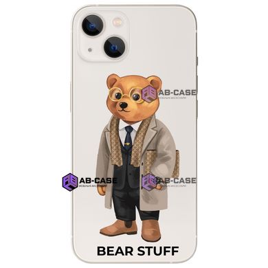 Чехол прозрачный Print Bear Stuff для iPhone 13 mini Мишка в пальто