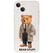 Чохол прозорий Print Bear Stuff на iPhone 13 mini Мишка в пальто