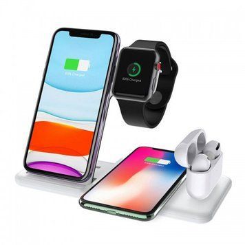 Беспроводная зарядка 4 в 1 (White) (iPhone+Phone+Apple Watch+AirPods)