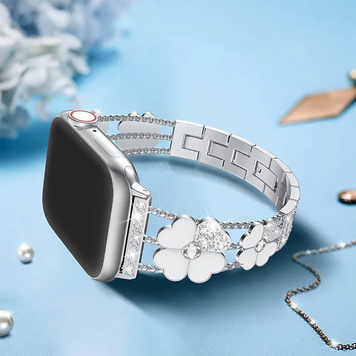 Ремешок Flower Steel Band для Apple Watch 42mm | 44mm | 45mm | 46mm | 49mm Silver