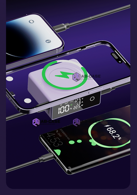 Беспроводной магнитный павербанк 20000 mAh 22.5w Magnetic Q7 Display для iPhone MagSafe Purple