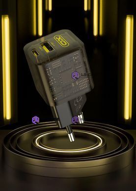 Комплект быстрой зарядки 30W (1 USB + 1 Type-C) XO CE05 PD+QC3.0 с кабелем Type-C - Lightning (Brown)