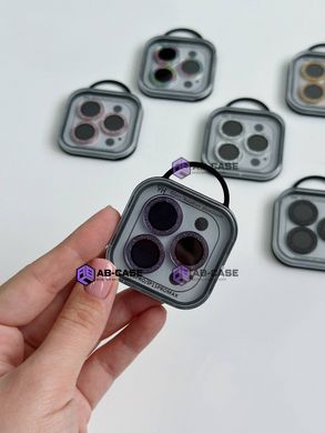 Захисні лінзи на камеру iPhone 15 Pro Max Metal Diamonds Lens блискучі Deep Purple
