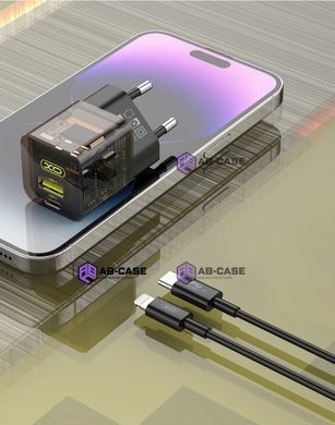 Комплект быстрой зарядки 30W (1 USB + 1 Type-C) XO CE05 PD+QC3.0 с кабелем Type-C - Lightning (Brown)