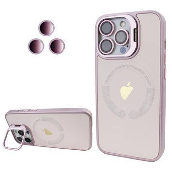 Чохол для iPhone 14 Pro Max Logo Case PU Leather з лінзами та підставкою Stand Camera - Pink Sand