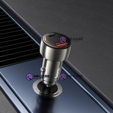 Автомобильная зарядка 48W Hoco Z50 Leader (PD30W + QC3.0, Дисплей) &ndash; Grey