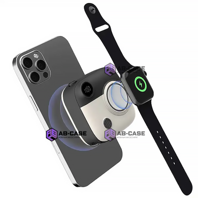 Безпровідний магнітний павербанк 10000 mAh Magnetic Dual для iPhone + Apple Watch MagSafe PowerBank - Black