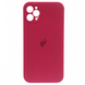 Чехол Silicone Case FULL CAMERA (square side) (для iPhone 12 pro Max) (Rose Red)