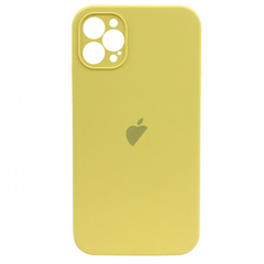 Чехол Silicone Case FULL CAMERA (square side) (для iPhone 12 pro Max) (Yellow)