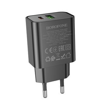Зарядное устройство 20W (1 USB + 1 Type-C) BOROFONE BA88A PD+QC3.0 (Black)