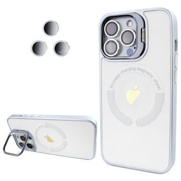 Чохол для iPhone 14 Pro Logo Case PU Leather з лінзами та підставкою Stand Camera - White