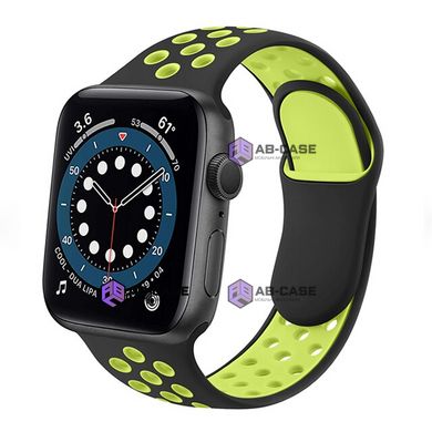 Ремешок силиконовый Nike Sport Band для Apple Watch 42|44|45|49mm Black-Green