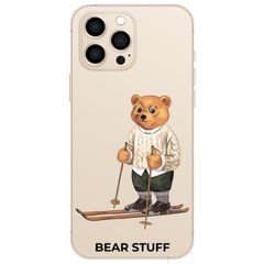 Чехол прозрачный Print Bear Stuff для iPhone 15 Pro Max Мишка на лыжах