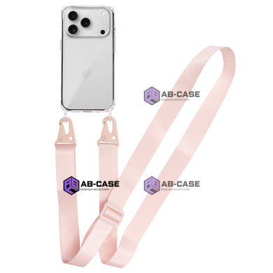 Прозорий чохол для iPhone 17 Pro Max з ремінцем Clear Crossbody Pink Sand