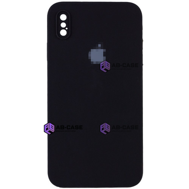 Чехол Silicone Case FULL CAMERA (square side) (для iPhone X/Xs) (Black)