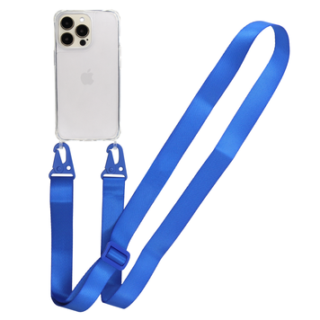 Прозорий чохол для iPhone 12 Pro Max з ремінцем Crossbody Blue