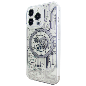 Чохол Clock with MagSafe на iPhone 14 Pro прозорий Silver