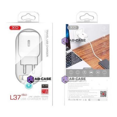 Зарядное устройство 2,4A (1 USB) XO L37 с кабелем USB - Lightning (White)