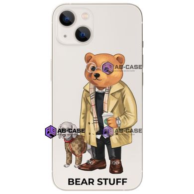 Чехол прозрачный Print Bear Stuff для iPhone 13 mini Мишка с собакой