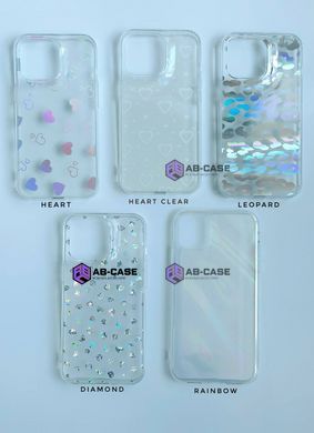 Чехол прозрачный для iPhone 14 Hologram Case Heart Clear