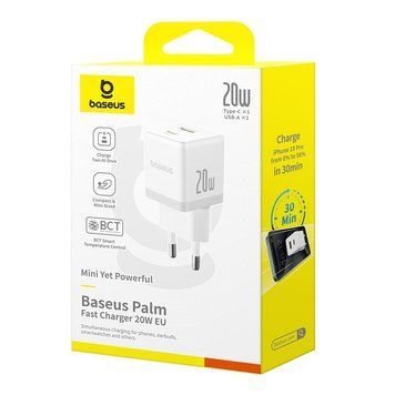 Зарядний пристрій Baseus Palm 20W (1xUSB-C + 1xUSB-A) &ndash; Білий