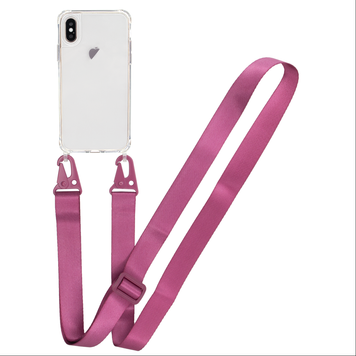 Прозорий чохол для iPhone Xs Max з ремінцем Crossbody Rose Red