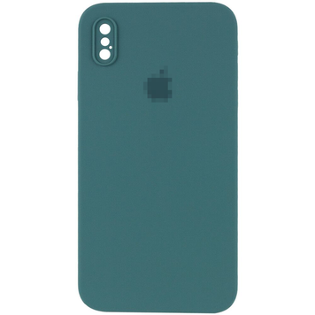Чехол Silicone Case FULL CAMERA (square side) (для iPhone Xs Max) (Pine Green)
