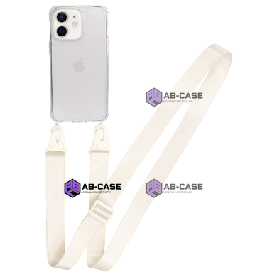 Чохол для iPhone 12 mini : з ремінцем прозорий Crossbody &ndash; White