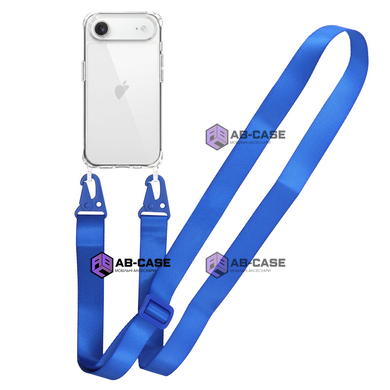 Прозрачный чехол для iPhone 17 Air c ремешком Clear Crossbody Blue