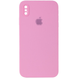 Чехол Silicone Case FULL CAMERA (square side) (для iPhone X/Xs) (Light Pink)