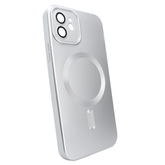 Чохол матовий Silicone with MagSafe для iPhone 12 із захисними лінзами на камеру Silver