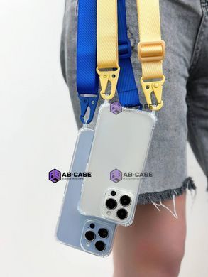 Прозрачный чехол для iPhone 14 Pro Max c ремешком Crossbody Yellow