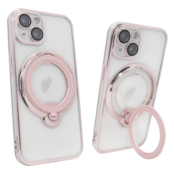 Чехол для iPhone 15 Clear Shining Holder with MagSafe Rose Gold