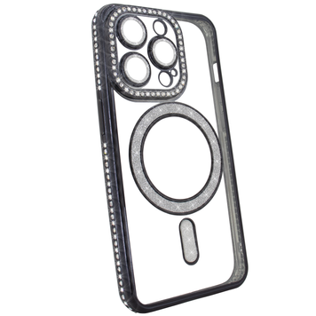 Чохол для iPhone 14 Pro Max Diamond Shining Case with MagSafe із захисними лінзами на камеру, Black