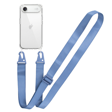 Прозрачный чехол для iPhone 17 Air c ремешком Clear Crossbody Cobalt Blue