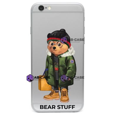 Чохол прозорий Print Bear Stuff на iPhone 6/6s Мишка в куртке
