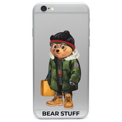 Чохол прозорий Print Bear Stuff на iPhone 6 Plus/6s Plus Мишка в куртке