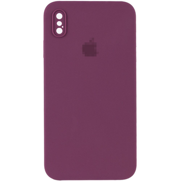 Чехол Silicone Case FULL CAMERA (square side) (для iPhone Xs Max) (Plum)