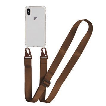 Прозрачный чехол для iPhone Xs Max c ремешком Crossbody - Brown