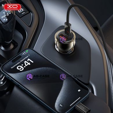 Автомобильная зарядка 60W XO CC60 Smart (PD 30W + QC 30W, 1A+1C, Прозорий) &ndash; Black